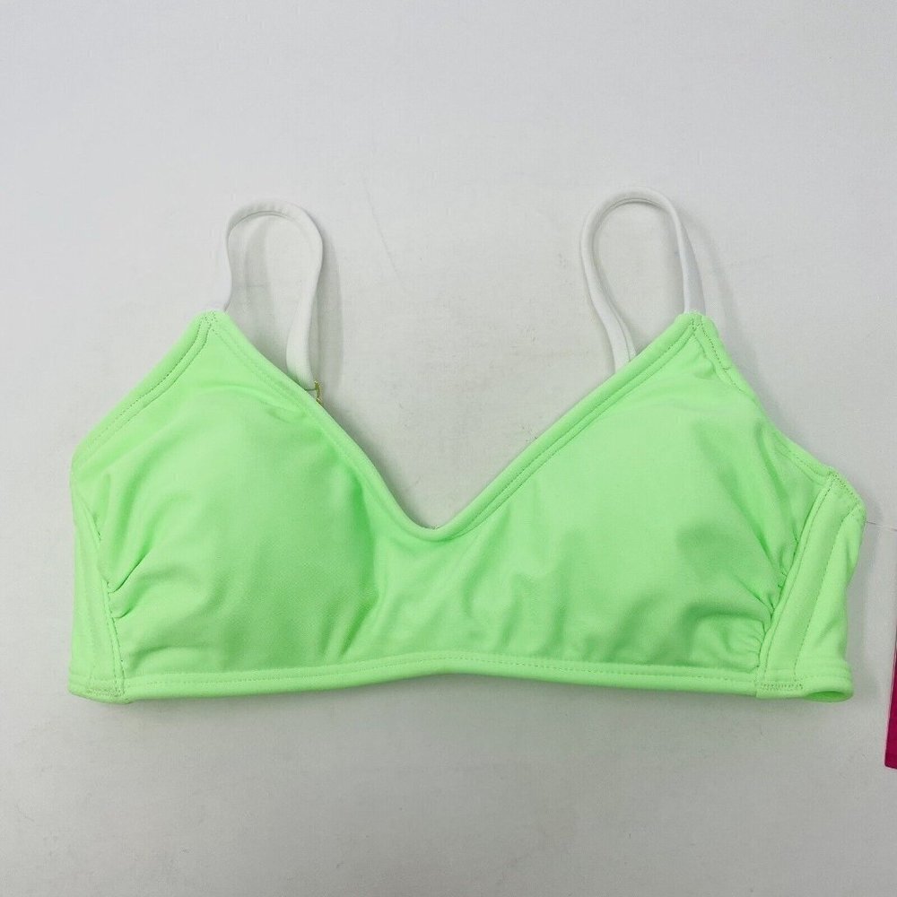 Xhilaration Juniors XS 00 Contrast Binding Bralette Bikini Top Lime Green 1674